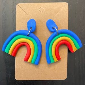 Rainbow handmade polymer clay earrings! 🌈